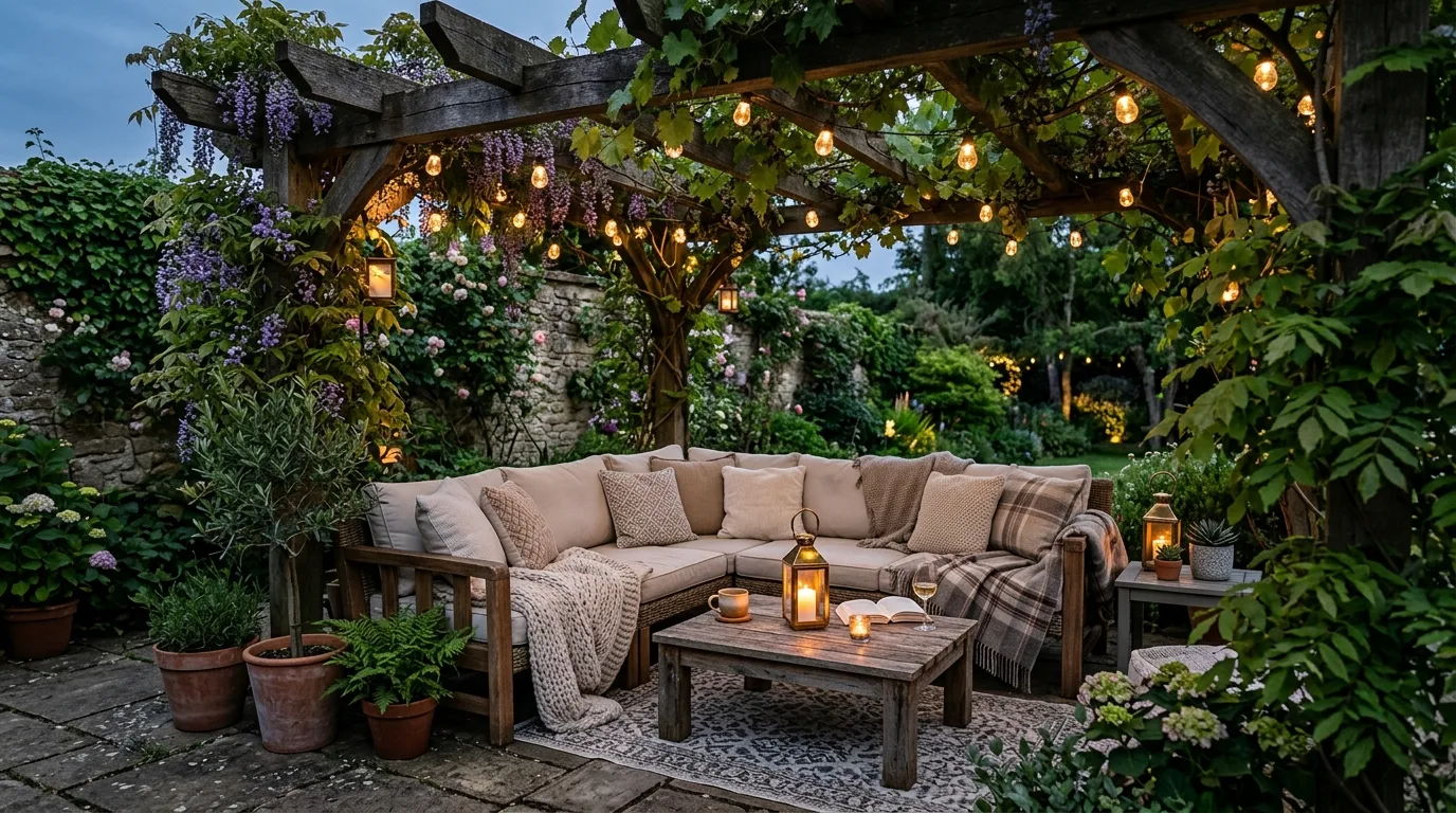 Patio Seating With Plants Around It